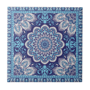 Motif islamique tons bleus carreaux en céramique