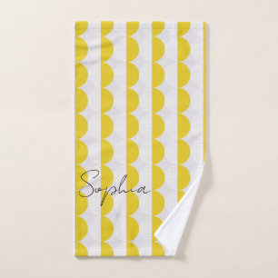 Motif jaune blanc demi-lune Monogramme Pickleball