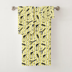 Motif jaune d'outil de coiffeur