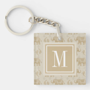 Motif kaki de caravane d'éléphant du monogramme  