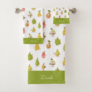 Motif kawaii de poires amusantes