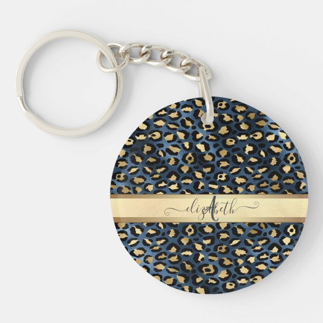 Motif léopard bleu or monogramme (Devant)