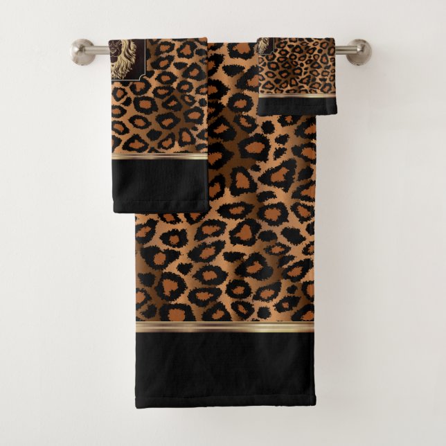Motif Léopard Brown et noir avec tête de lion (En situation)