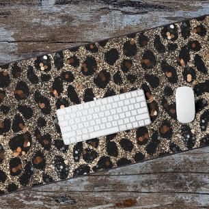Motif Léopard Brun Noir Or Paillettes Luxe