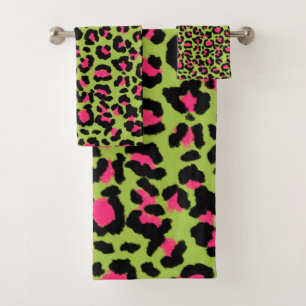Motif léopard en framboise sur Lime Green