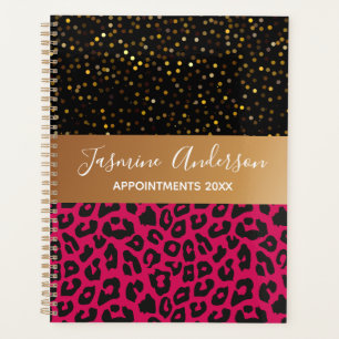 motif Leopard rose noir Parties scintillant or 202