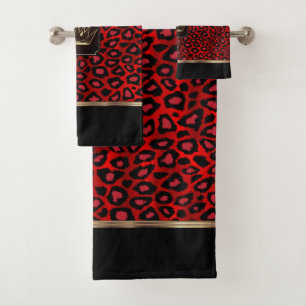Motif Léopard rouge et noir avec couronne