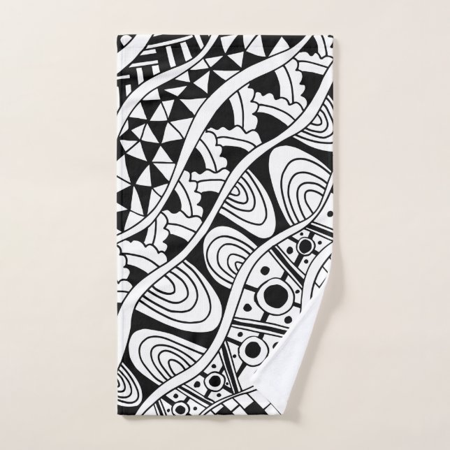 Motif libre noir et blanc (Serviette à main)
