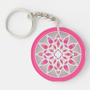 Motif mandala en rose fuchsia, blanc et gris