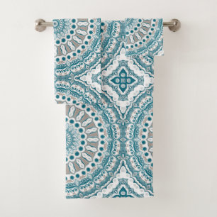 Motif mandala moderne aqua et marron