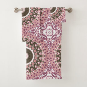 Motif Mandala Rose et Chocolat Géométrie Florale