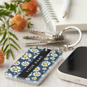 Motif marguerite, marguerites blanches, votre nom