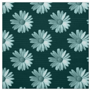 Motif marguerite - Tissu vert foncé