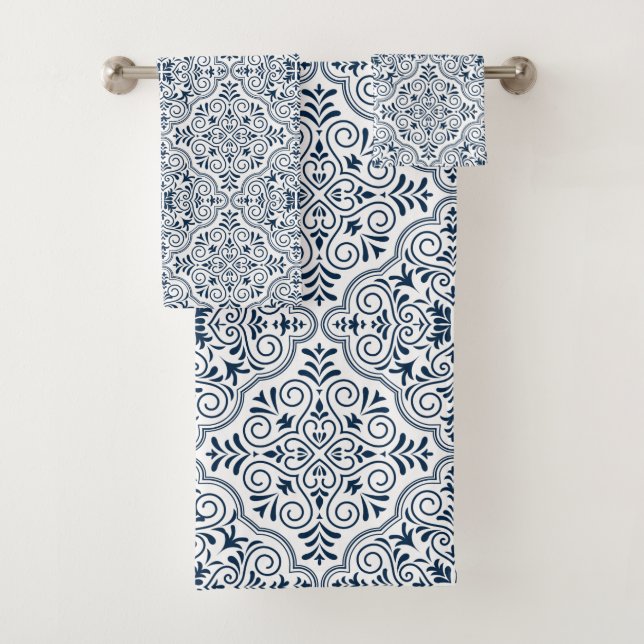 Motif marocain fleuri bleu et blanc (En situation)