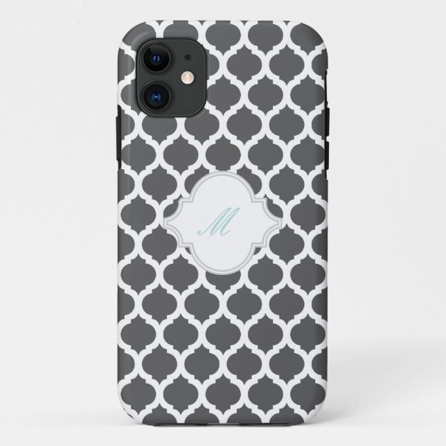 Motif marocain gris avec Monogramme iPhone 5 Coque (Dos)