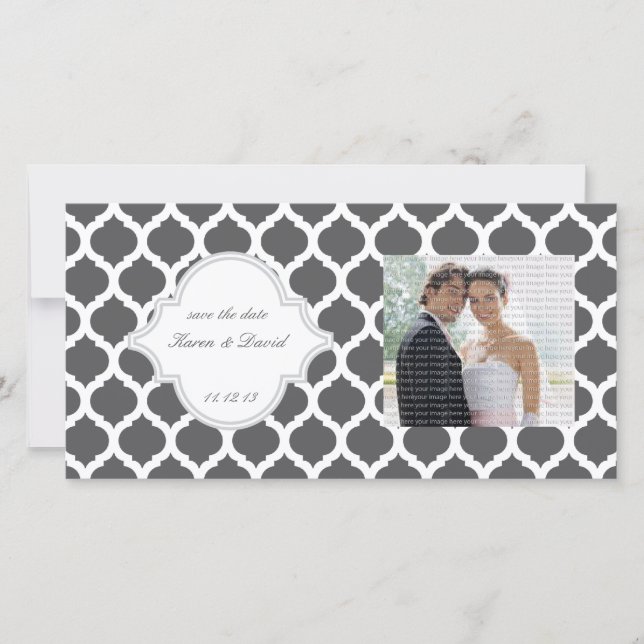 Motif marocain gris Sauvez la date Carte photo (Devant)