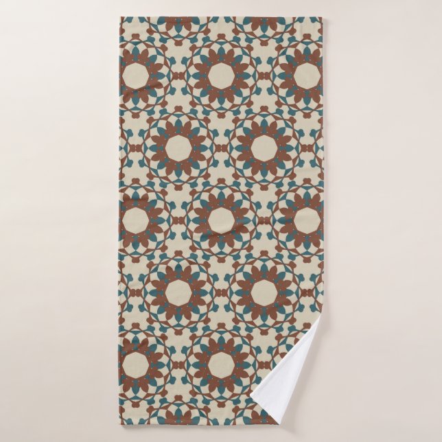 Motif marocain (marron et bleu)  (Serviette de bain)