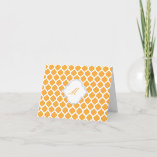 Motif marocain orange avec cartes Monogram Note