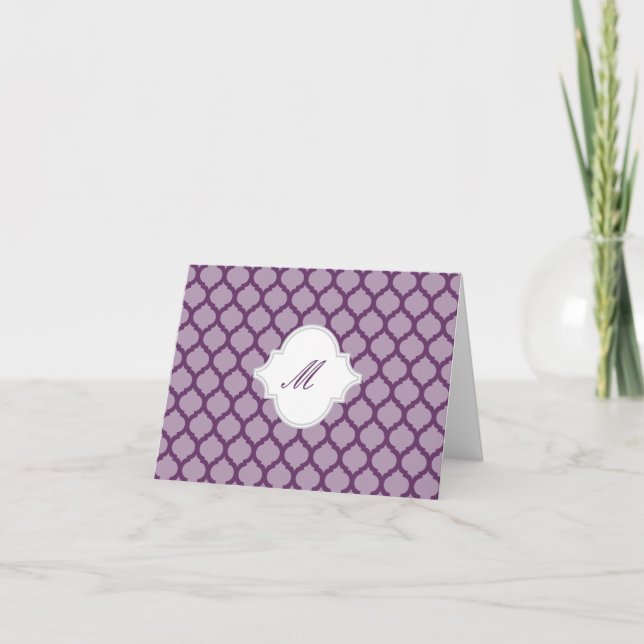 Motif marocain violet avec cartes Monogram Note (Devant)