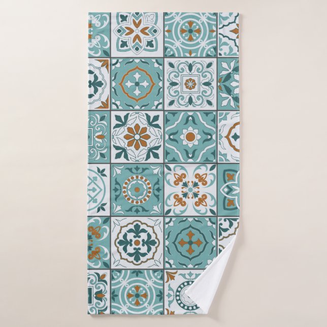 Motif méditerranéen continu de tuiles marocaines (Serviette de bain)