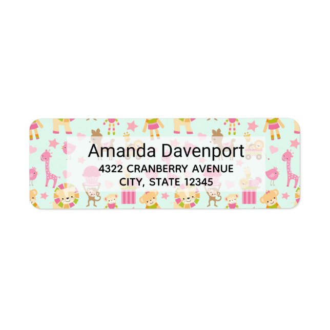 Motif mignon avec Étiquette Whimsical Animaux & Jo (Devant)
