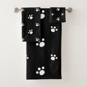 Motif mignon noir et blanc d'empreinte de patte de