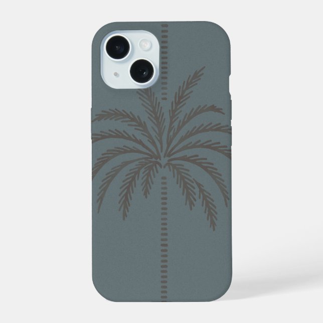 Motif minimal de palmier bleu gris tropical  (Verso)