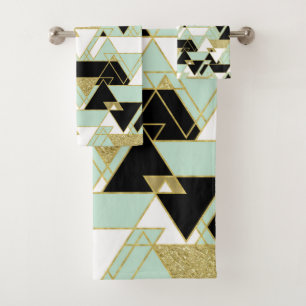 Motif Mint Gold Black White Boho Glam Triangles