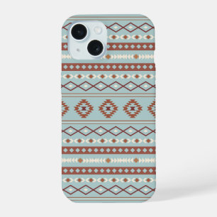 Motif mixte aztéque à motif rustique crème bleu