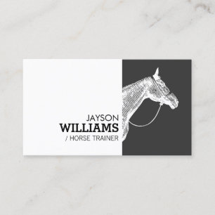 Motif moderne à cheval noir et blanc Carte de visi