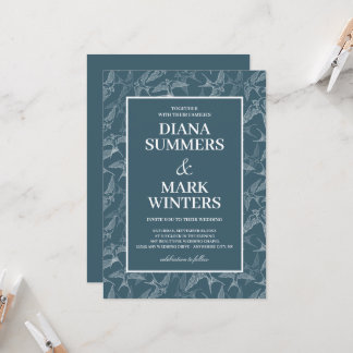 Motif moderne avec hirondelle. Faire-part de maria