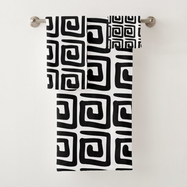 Motif moderne de clé grecque noir et blanc (En situation)