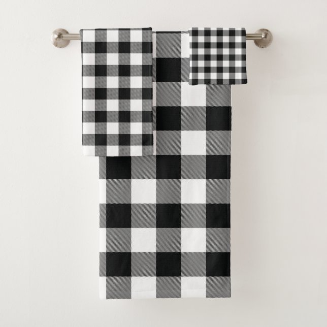 Motif moderne des chèques de bisons noirs et blanc (En situation)
