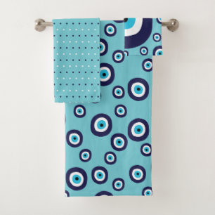 Motif moderne Evil Eye Navy Blue Aqua Cercles