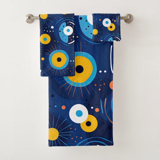 Motif moderne Evil Oeil bleu marine BOHO (En situation)
