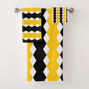 Motif moderne funky géométrique noir et jaune