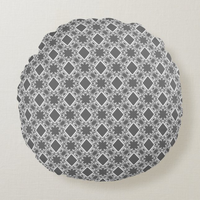 Motif moderne Graphite Damask Coussin rond (Devant)