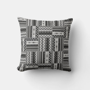 Motif moderne noir et blanc lancer oreiller