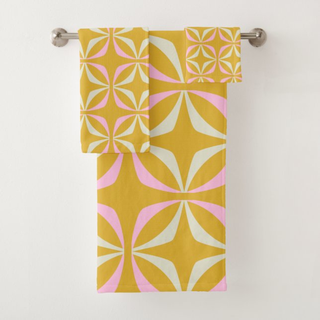 Motif moderne rétro jaune et rose du milieu du siè (En situation)