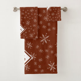 Motif moderne Snowflake sur Red Monogramme