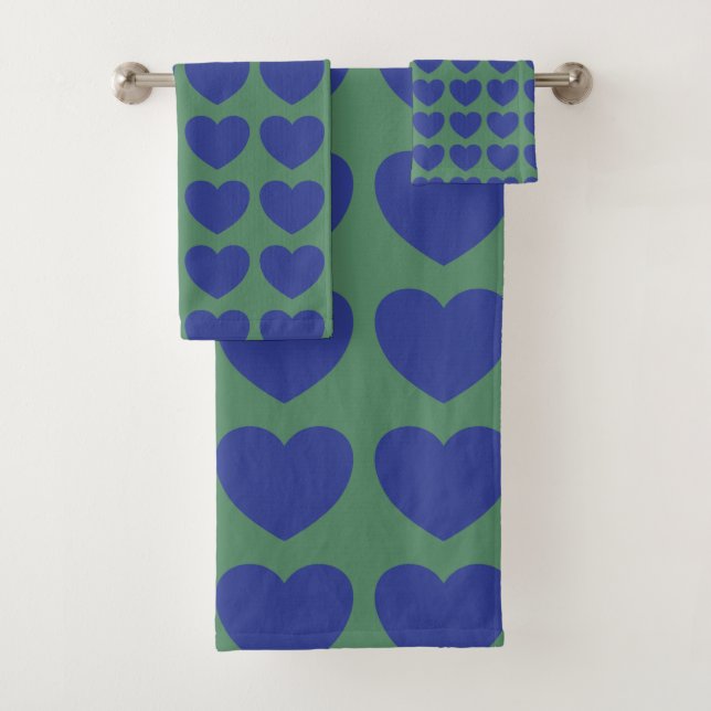 Motif moderne vert et bleu coeur (En situation)