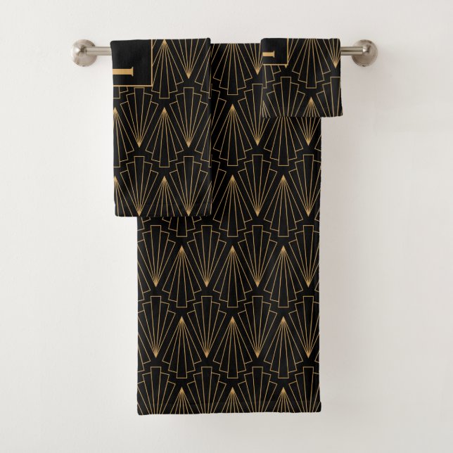 Motif Monogram Gold et Black Art Déco (En situation)