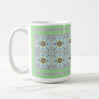 Motif Mug en tuiles florales colorées (vert)