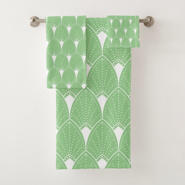 Motif n° 2 Art déco blanc sur vert clair (En situation)