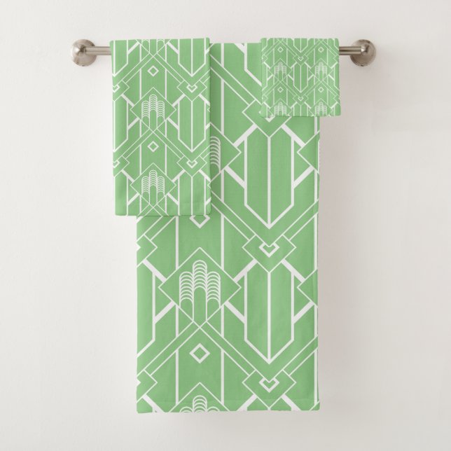 Motif n° 3 Art déco blanc sur vert clair (En situation)