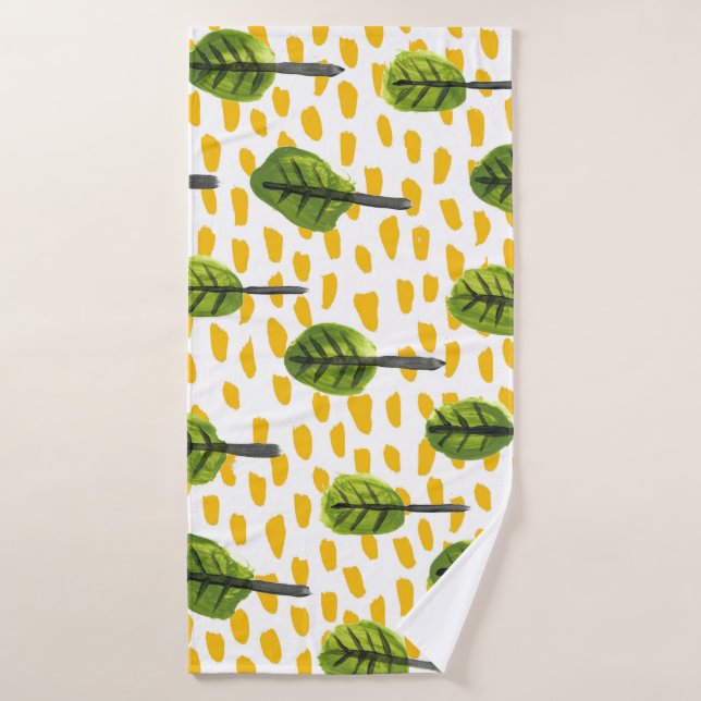 Motif Naïve Green Black Tree (Serviette de bain)