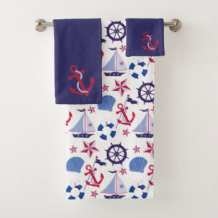 Motif nautique rouge de bleu marine