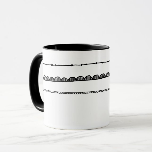 Motif noir et blanc de la tasse | de motif assez (Devant gauche)