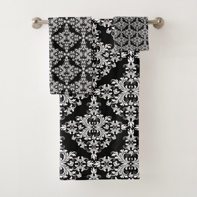 Motif noir et blanc féminin de damassé (En situation)