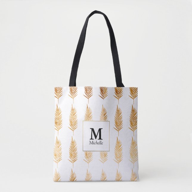 Motif or Feuille Sac fourre-tout Monogramme (Devant)
